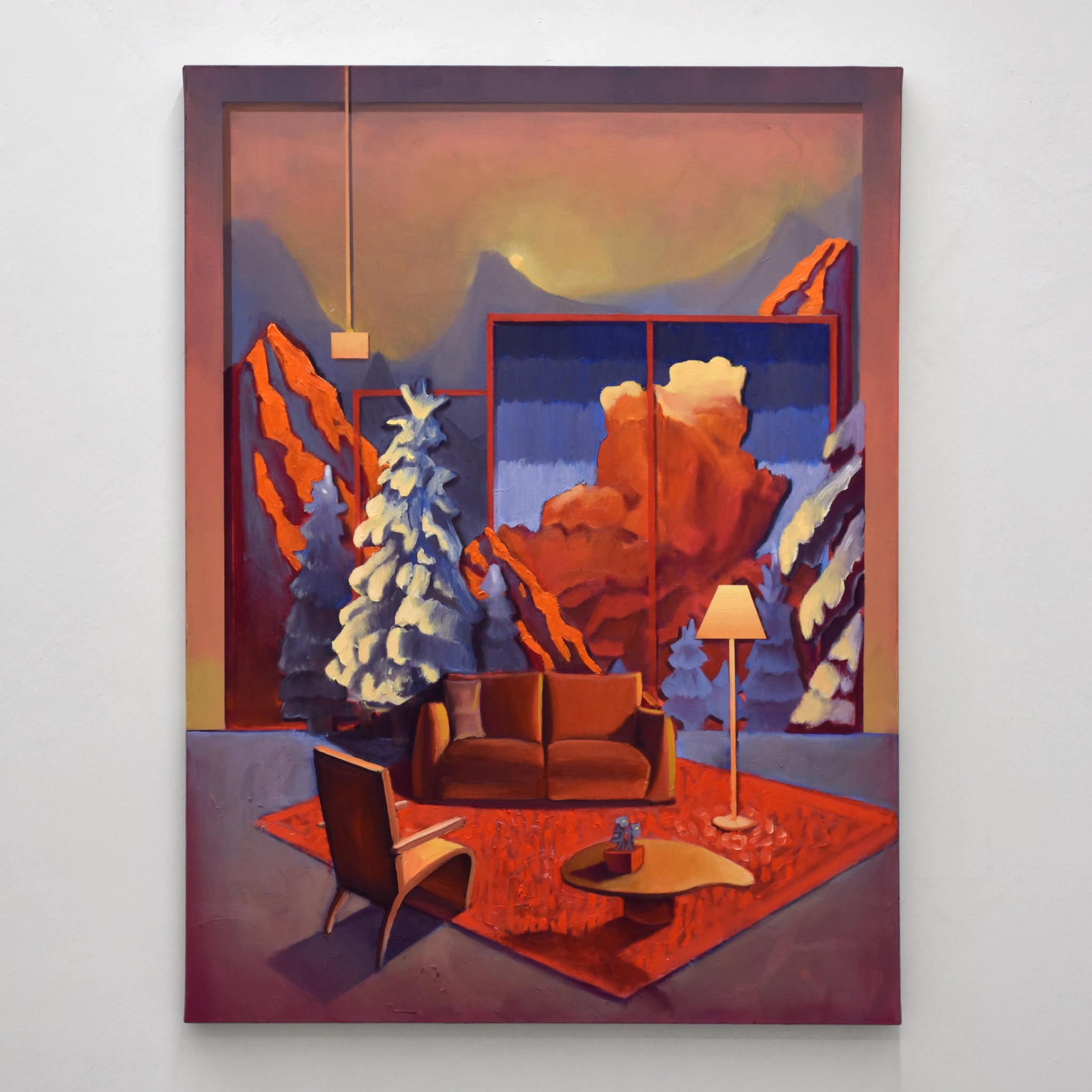 Brume, huile sur toile, 30” x 40”, 2025, par Charles Paradis. Œuvre présentée dans le cadre de son exposition solo à la galerie Champagne et Paradis. Collection privée.