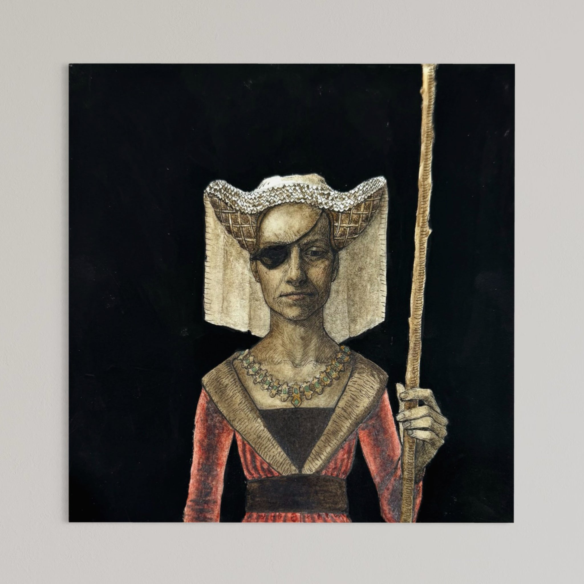 Encre et gouache sur papier Stonehenge Aqua hotpress 100 % coton, œuvre unique réalisée par Émile Brunet et présentée à Kamouraska, chez Champagne & Paradis