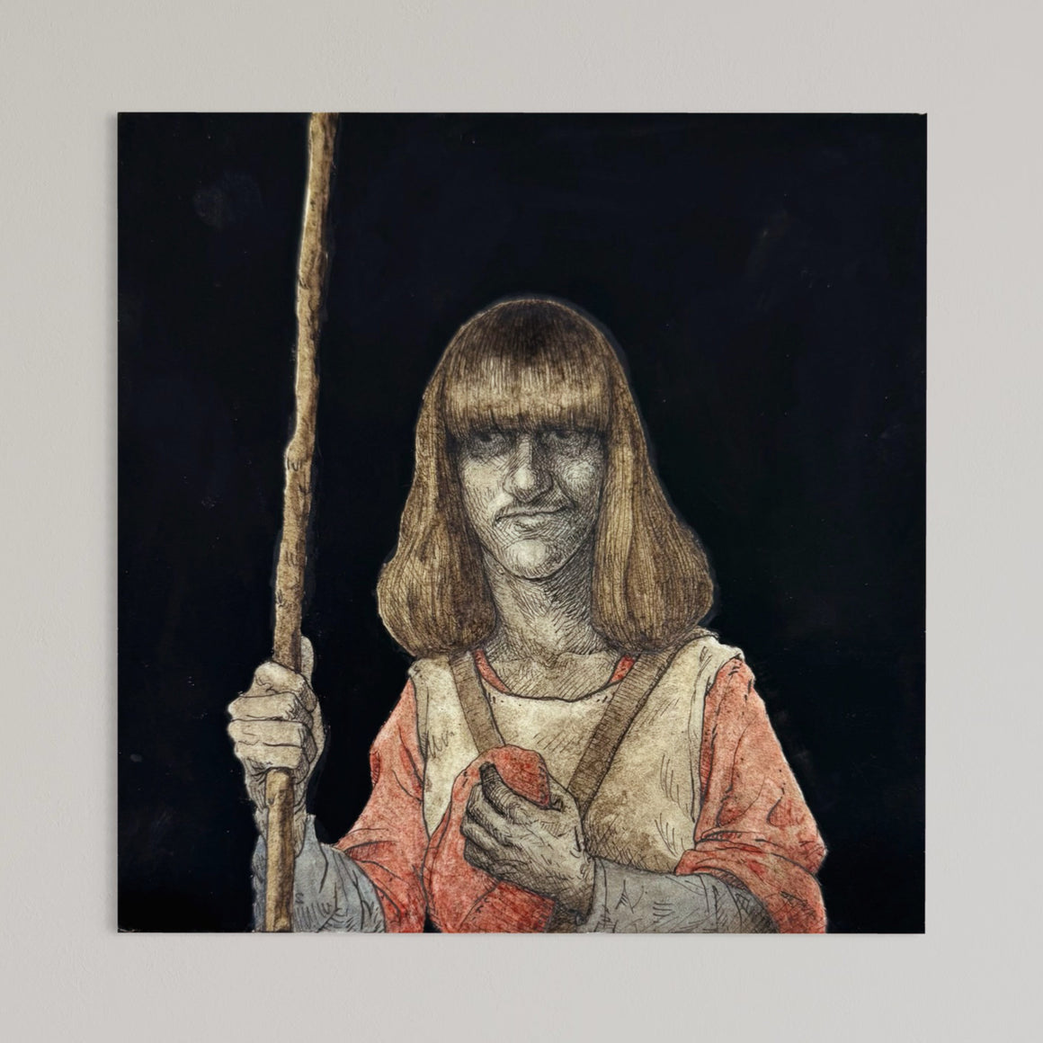 Encre et gouache sur papier Stonehenge Aqua hotpress 100 % coton, œuvre unique réalisée par Émile Brunet et présentée à Kamouraska, chez Champagne & Paradis