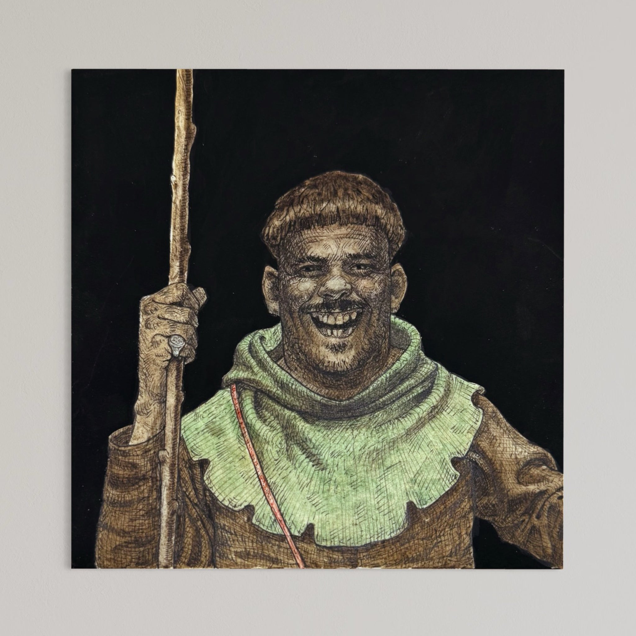 Encre et gouache sur papier Stonehenge Aqua hotpress 100 % coton, œuvre unique réalisée par Émile Brunet et présentée à Kamouraska, chez Champagne & Paradis