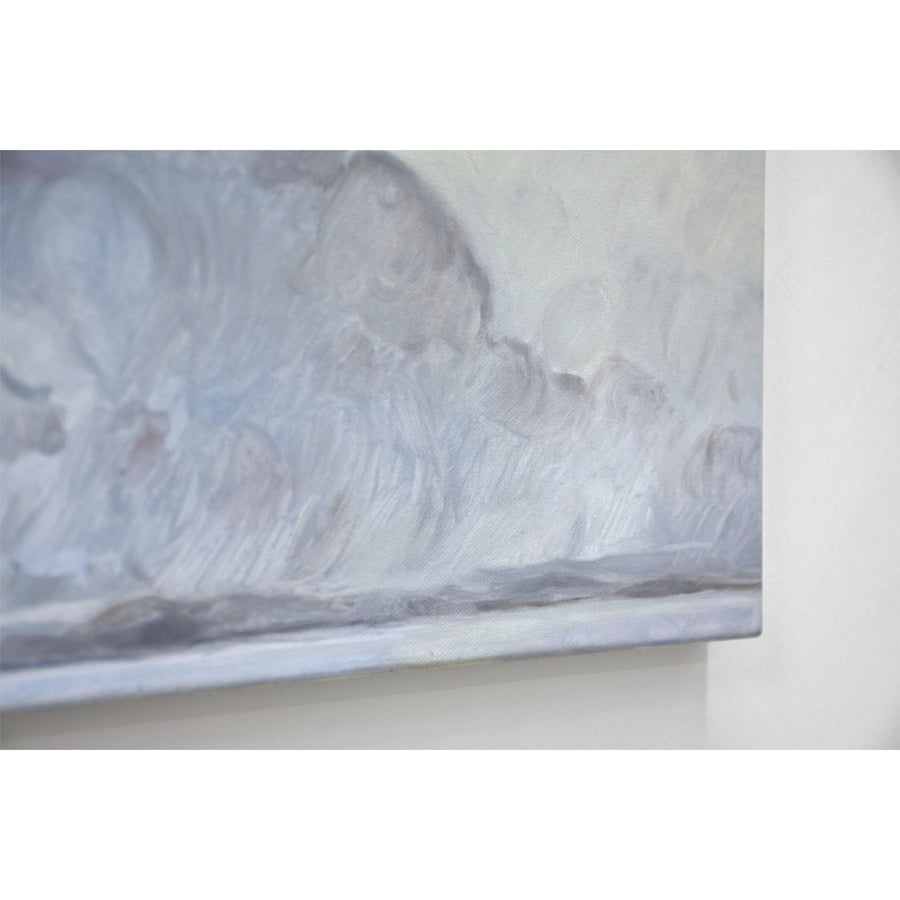 Ciel d’hiver I de Vanessa Locatelli est une huile sur toile de 10” x 12”. Une immense formation de nuages au-dessus du Bas-Saint-Laurent.