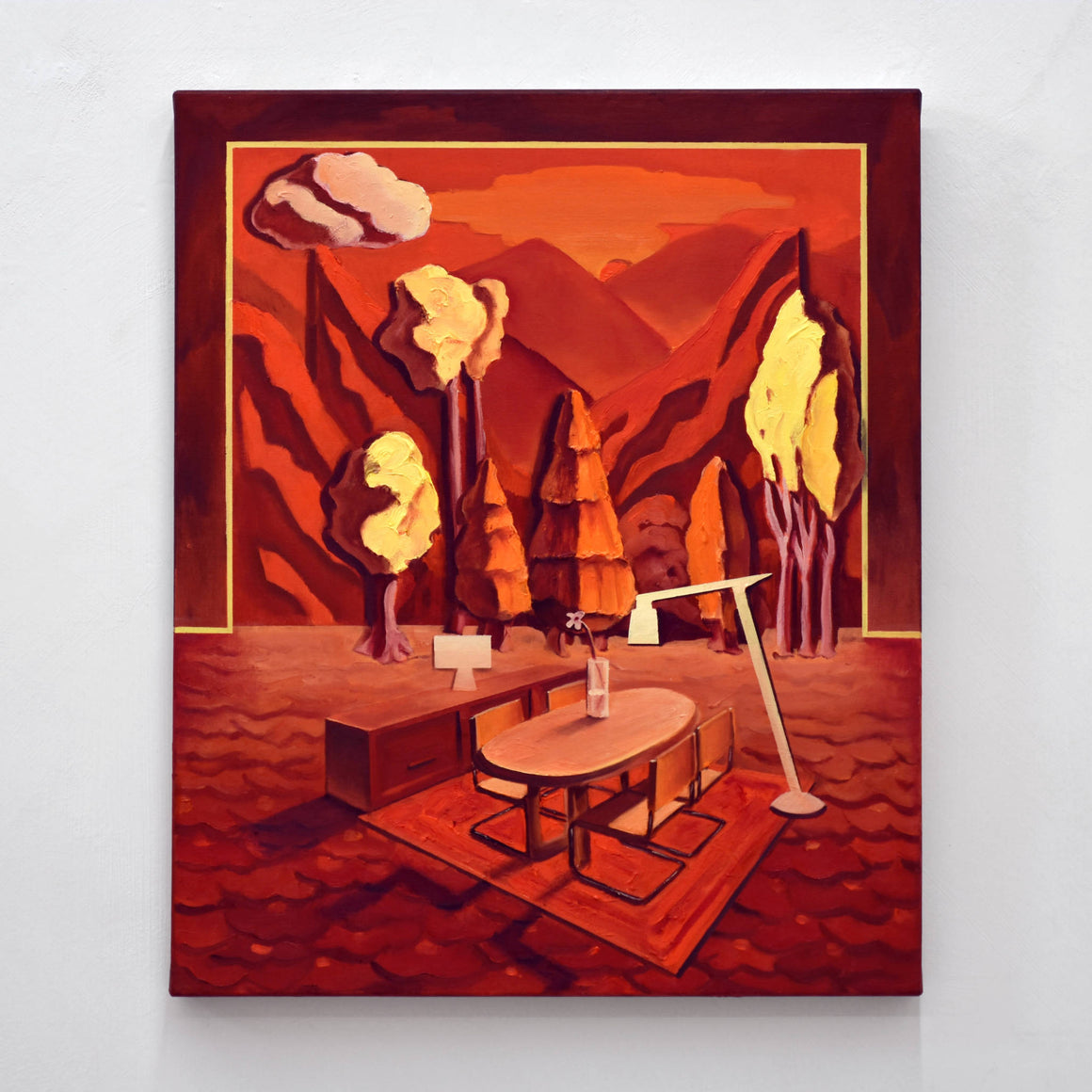 Équinoxe, huile sur toile, 20” x 24”, 2025, par Charles Paradis. Œuvre présentée dans le cadre de son exposition solo à la galerie Champagne et Paradis. Collection privée.