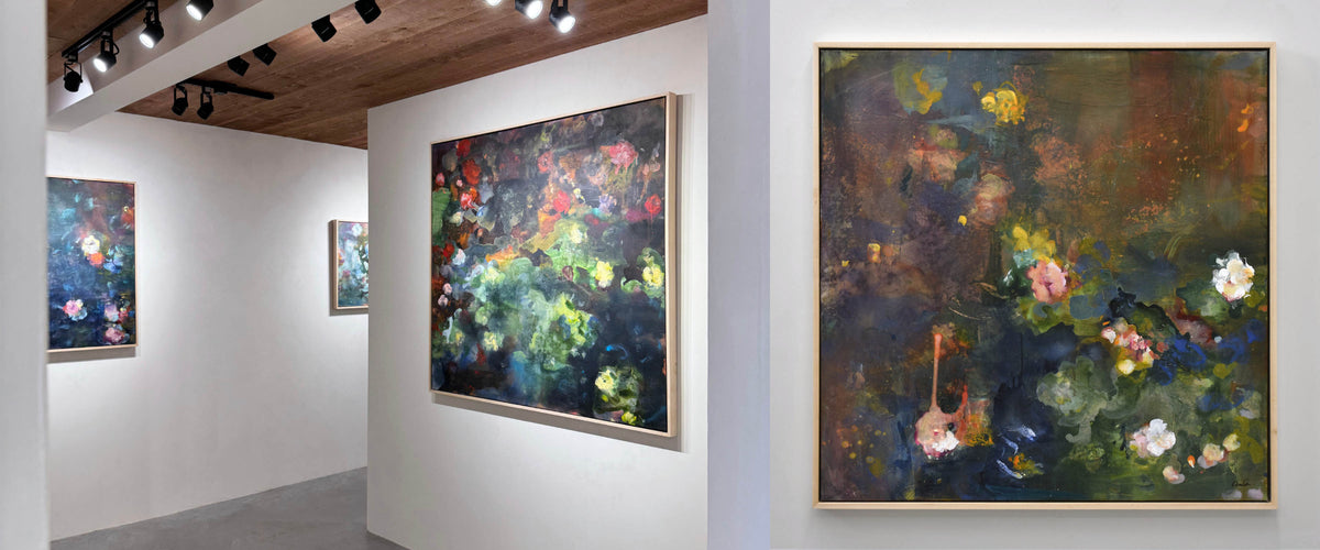 Exposition solo d’Amélie Grooscors à la galerie Champagne & Paradis. Tableaux impressionnistes d’inspiration florale, réalisés à l’huile sur toile.