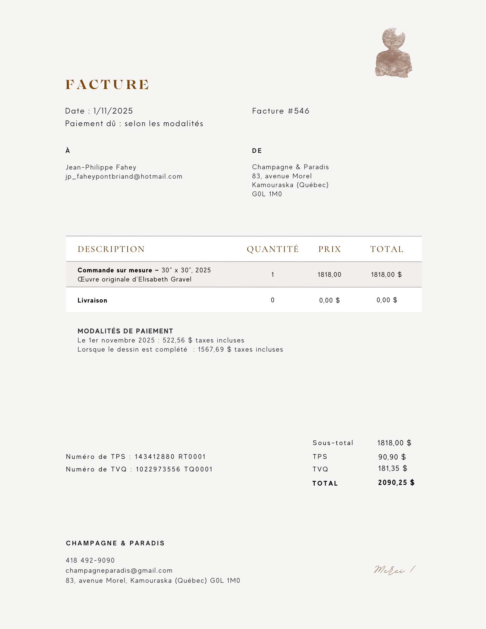 Facture 546 - Paiement 2/2