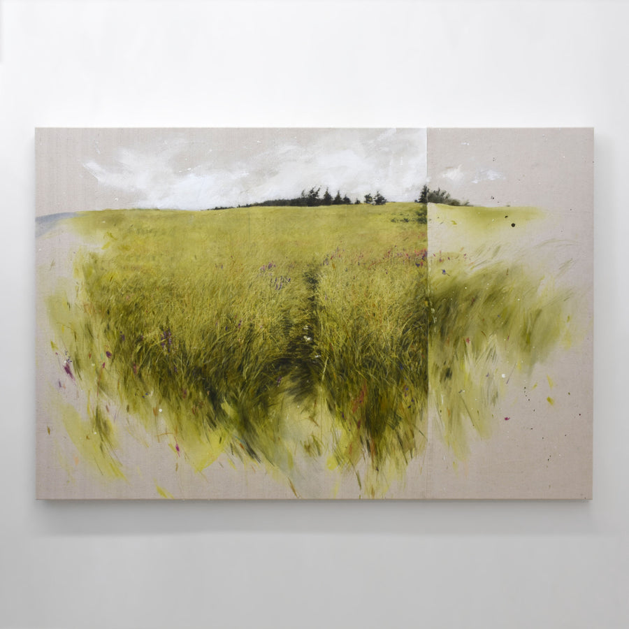 Un très grand format de 48” x 72” de Chloé Giroux-Bertrand, présenté à Kamouraska dans le cadre de l’exposition « Champs narratifs ».