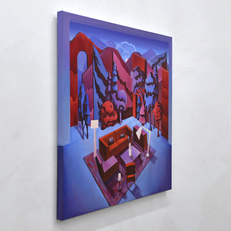 Lisière, huile sur toile, 36” x 36”, 2025, par Charles Paradis. Œuvre présentée dans le cadre de son exposition solo à la galerie Champagne et Paradis.