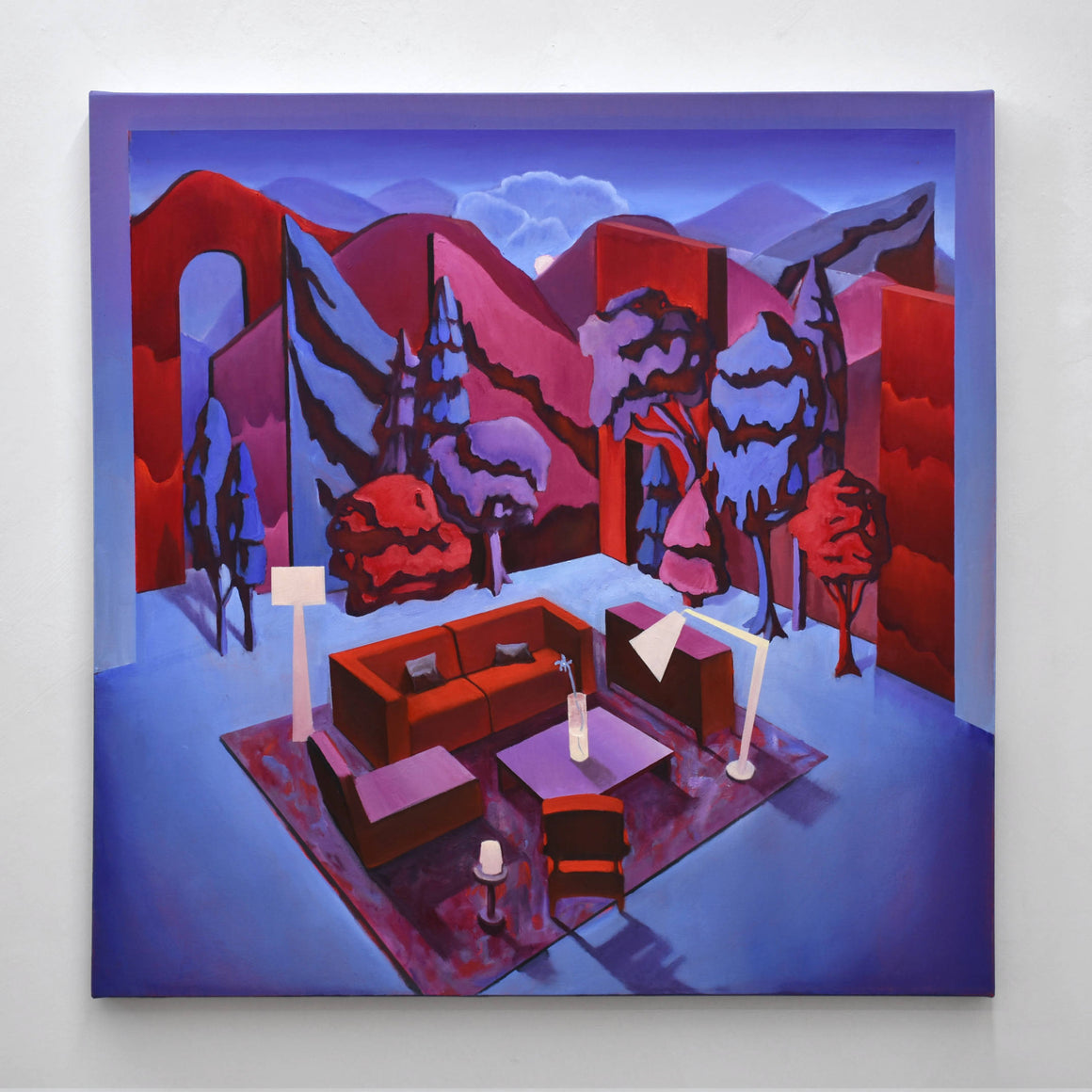 Lisière, huile sur toile, 36” x 36”, 2025, par Charles Paradis. Œuvre présentée dans le cadre de son exposition solo à la galerie Champagne et Paradis.