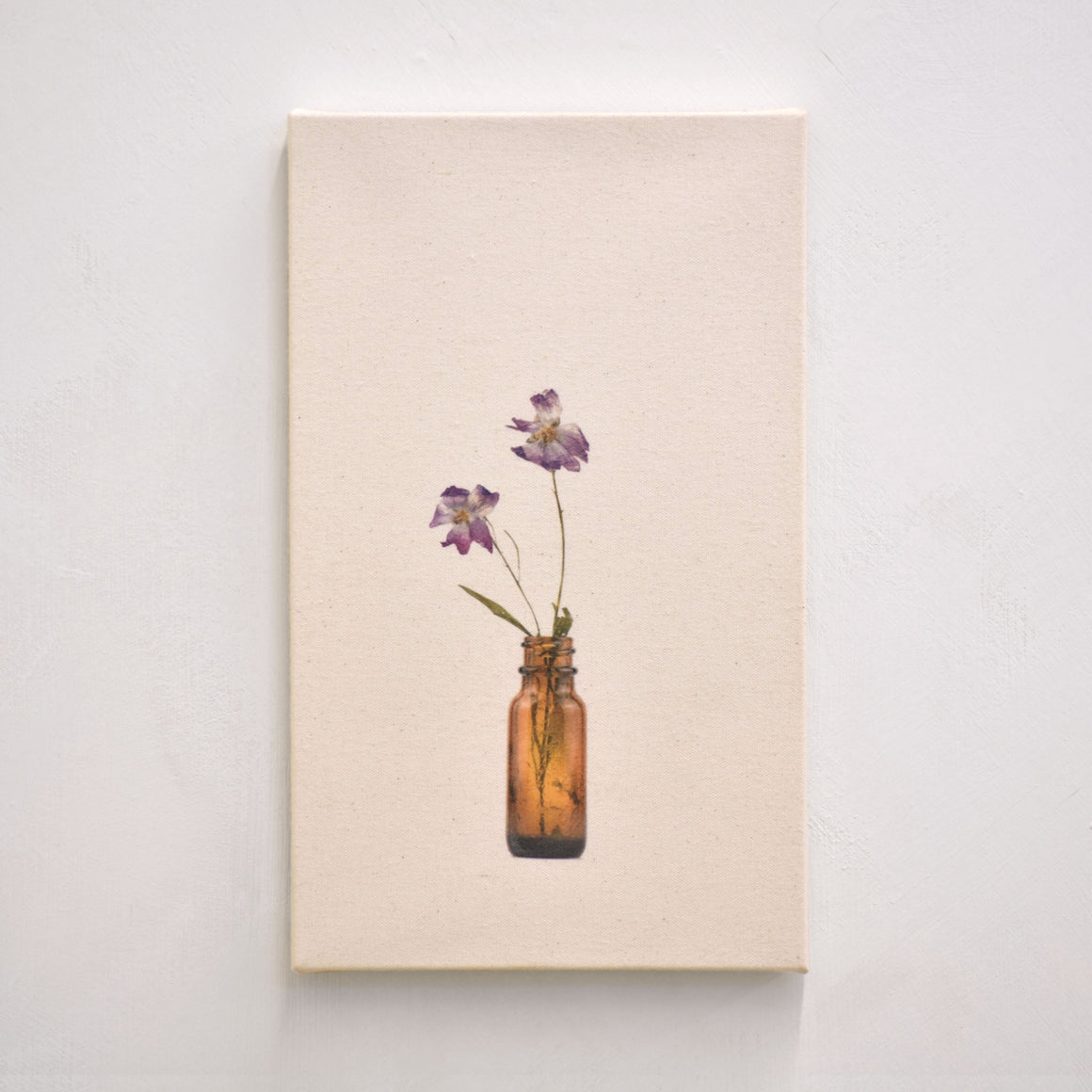 Mauve musquée, de Caroline Bolieu. De sa série du Cabinet des fleurs. Tirage unique de deux fleurs dans une fiole ambrée.