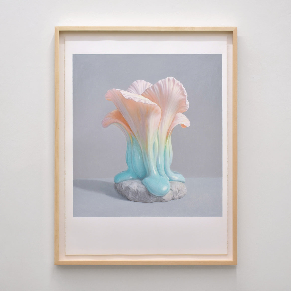 De la série O.V.M. (Organisme Vivant Modifié) de Pierre Durette, voici l’une des fleurs fondantes réalisées aux crayons de couleur sur papier Stonehenge.