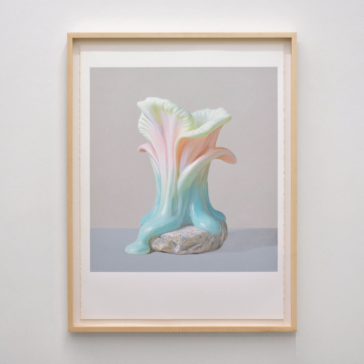 De la série O.V.M. (Organisme Vivant Modifié) de Pierre Durette, voici l’une des fleurs fondantes réalisées aux crayons de couleur sur papier Stonehenge.