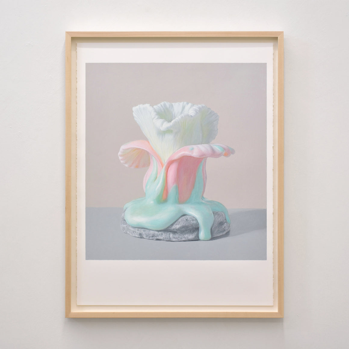 « O.V.M. 9 », par Pierre Durette. Dessin aux crayons de couleur d’une fleur fondante. Vanité contemporaine. Composition surréaliste.