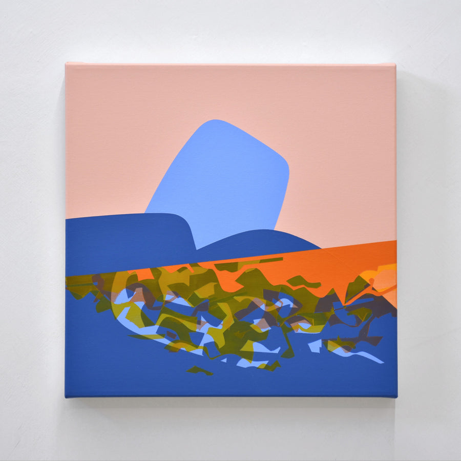 Tableau n° 24 de la série Paysages fragiles de Philippe Poullaouec-Gonidec, qui s’inspire de notre territoire pour créer des œuvres colorées et minimalistes.