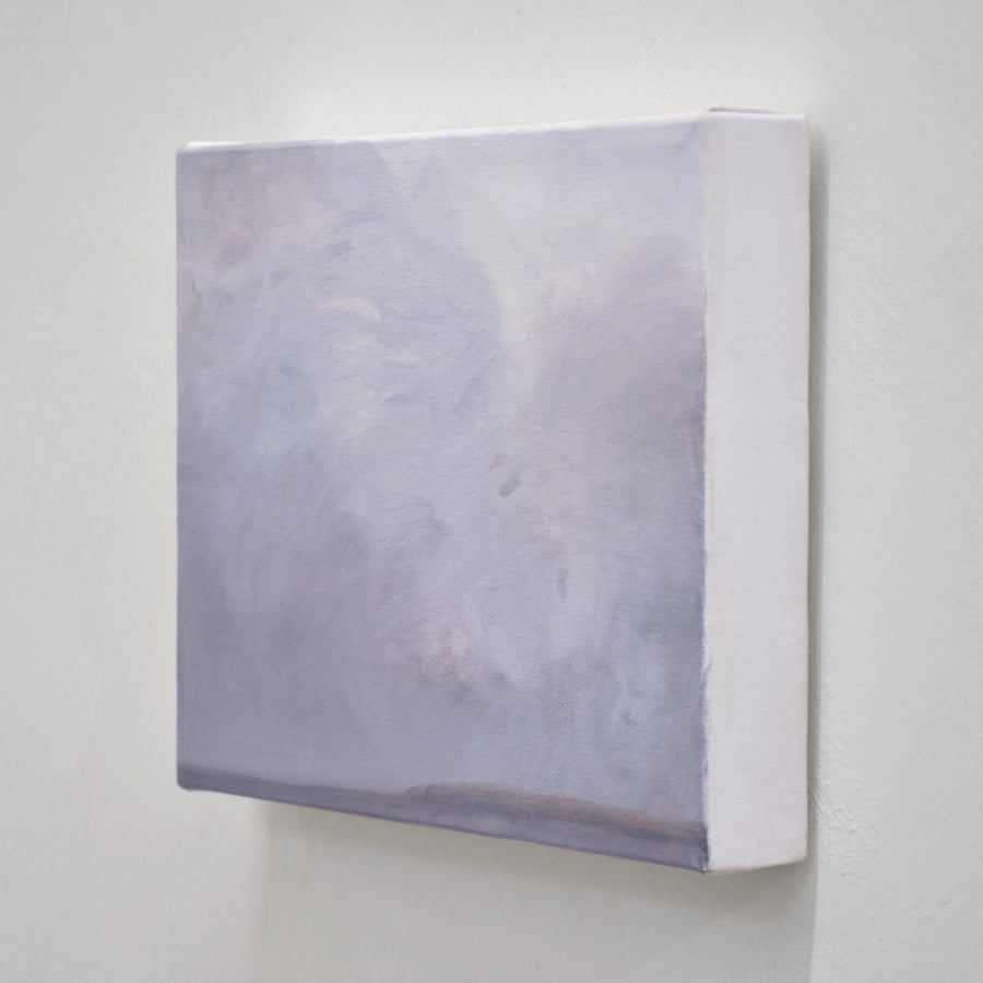 Étude de ciel à l’huile sur toile par Vanessa Locatelli. Une éclaircie de nuages au-dessus du fleuve Saint-Laurent.