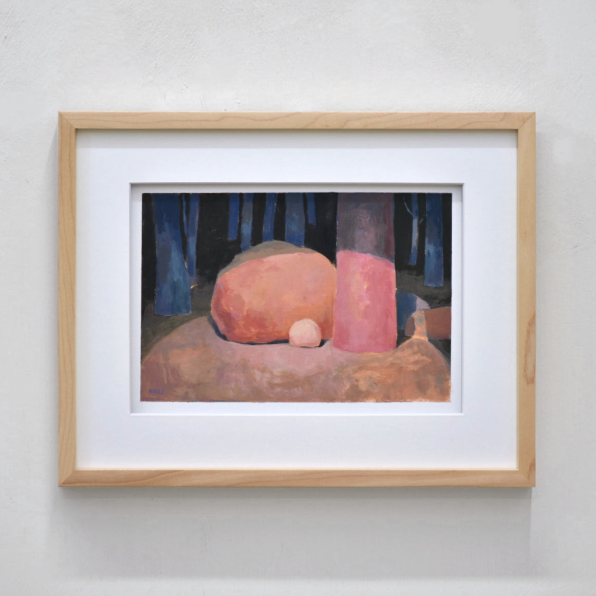 Repère est une oeuvre de Benoit Chartier, réalisée à l’acrylique sur papier et encadrée avec de l’érable. Paysage nocturne surréaliste.