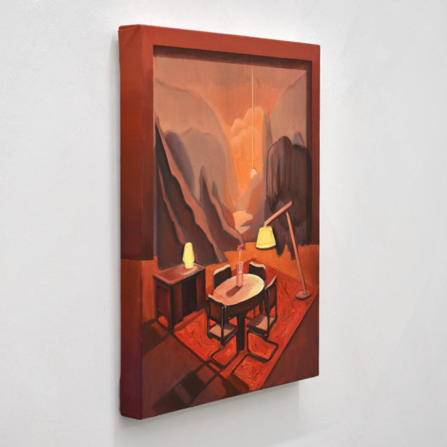 Sillage, huile sur toile, 16” x 20”, 2025, par Charles Paradis. Œuvre présentée dans le cadre de son exposition solo à la galerie Champagne et Paradis. 