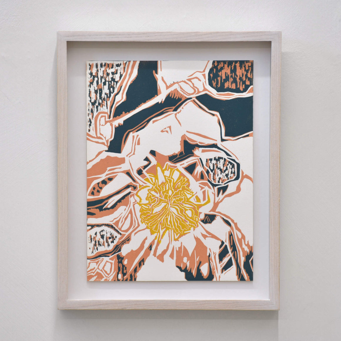 Sous l’effet du vent côtier IV, par Marie-Claude Drolet. Estampe par gravure en réduction, trois passages sur papier BFK Rives blanc. Tirage limité.