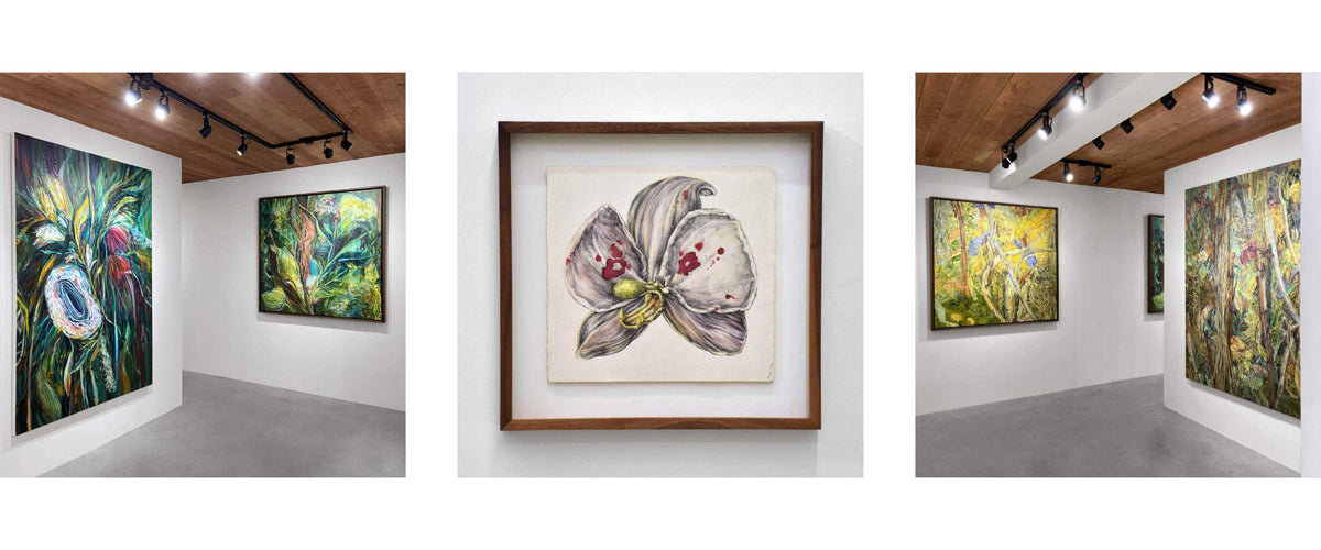 Andréanne Le. Hudon puise dans les formes végétales et les artefacts naturels une matière fertile à des compositions sensibles et oniriques, où l’observation minutieuse dialogue avec l’imaginaire pour faire émerger des paysages intimes traversés de paréidolies.