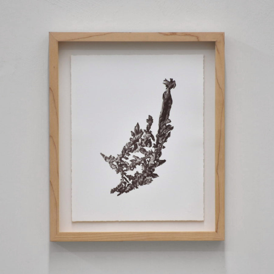 Cuivre natif III/III, de Julie Bellavance. Dessin d’un cuivre natif en noir sur fond blanc, impression lithographique, tirage limité.