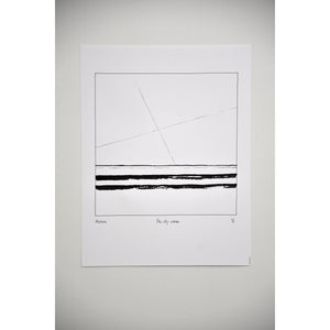 The Sky Above, dessin minimaliste de Marnix Bassie, encre noire sur papier Canson